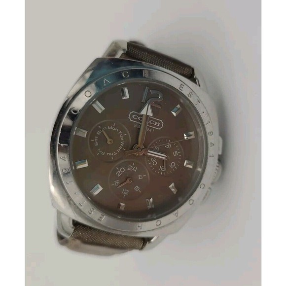 Coach Boyfriend Watch Multifuction Stainless Steel Leather Band New Battery main image 5
